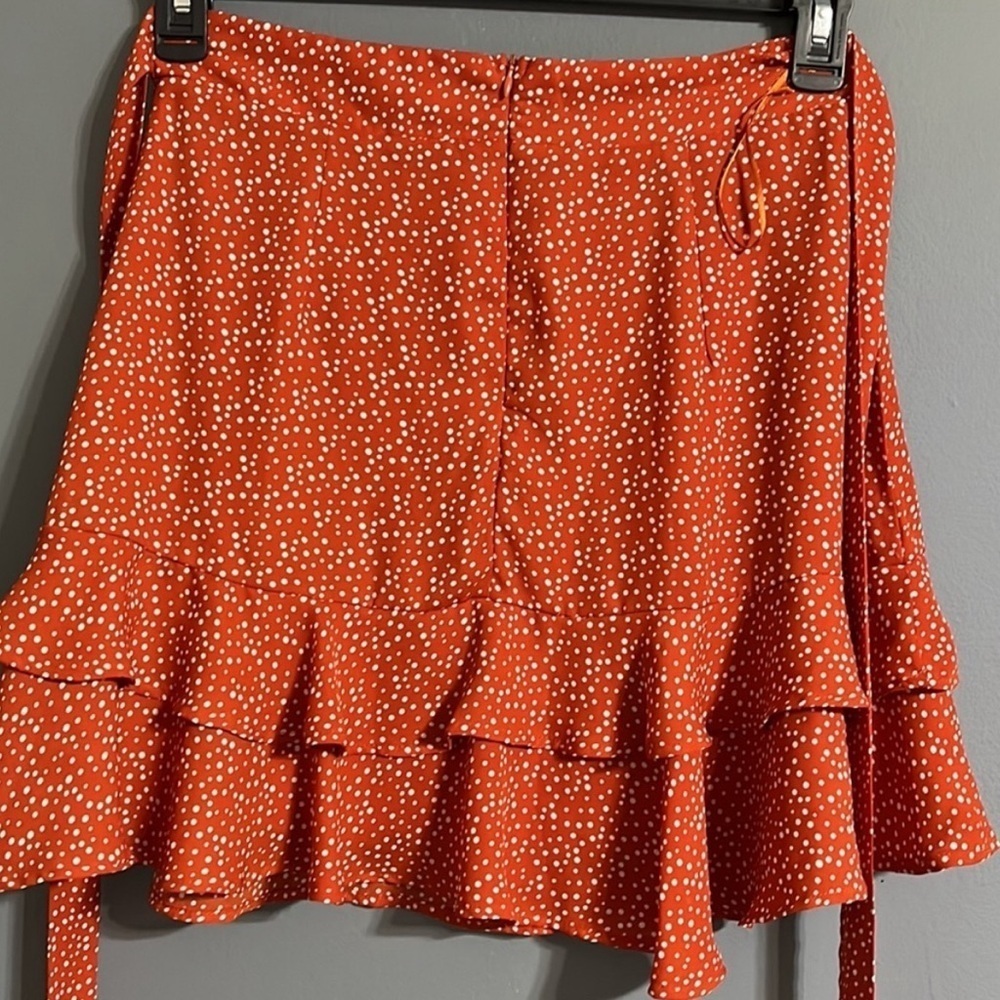 Altar'd State Burt orange polkadot skirt size small (28 waist) - Picture 2 of 5
